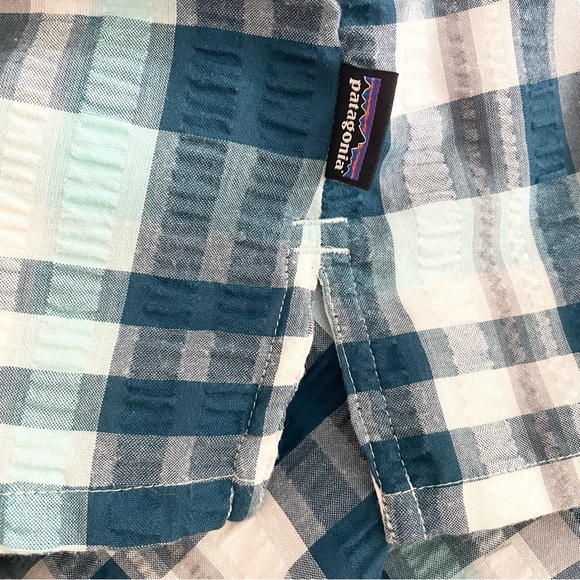 Patagonia Seersucker Blue Plaid Button Down - Picture 5 of 5